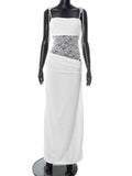 Women's Spring And Summer New Solid Color Lace Suisting Rope Lew Dress Woman DJPT