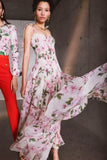 2025 New Slinging Printing Folding Process Long Dress Woman