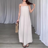 Women's Summer Slings Square Sleeveless Temperament Stylish Simple Straight Fork Skirt