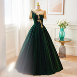 Green Evening Dress Dress Female Piano Performance Performance Suit High-End Temperament High-End Host Folk Song Singing Dress