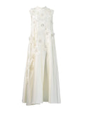 Temperament Fashion Geek Wind 2025 Spring New Heavy Industry Irregular Three-Dimensional Flowers Sleeveless Long Dress Woman