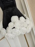 Sheath Strapless Velvet Black Holiday Dress Travel Vacation Dresses Short Birthday Dress SD1254