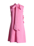 Dress Women 2025 New Fashion High-End Collar Three-Dimensional Flowers Splicing Vest Skirt