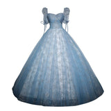 Blue Evening Dress 2025 Summer New Stage Piano Performance Solo Student Vocal Art Dress Presided