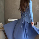And Winter New Fashion Round Neck French Design Feeling 100 Fold Dress
