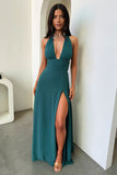 Women's New Hanging Neck V Tie Strap Bare Back Open Dress Temperament HZ0628