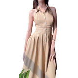 Fashion Temperament In The Fall Of 2024, The Back Of The Solid Color Dress