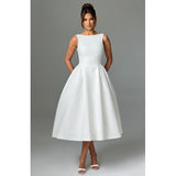 Women's Hepburn Style Solid Round-Neck Sleeveless Dress In Autumn 2024