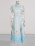 2025 Summer New V-Neck Print Short-Sleeved Shirt + High-Rise Half-Dress Suit Woman
