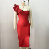 Summer 2025 Sexy One-Shoulder Banded Skirt With Lotus Leaf-Side Temperament Party Dress