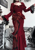 Mermaid Sweetheart Lolita Dress Christmas Dress Burgundy Birthday Dresses SD1131
