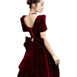 Bridal Toasting Clothes Big-Size Fatmm Spring 2025 New Wine Red Back Door Engagement Evening Dress