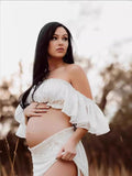 Women's Chiffon Up And Lower Split Suit Under The Fork Pregnant Photo Photography Drag Set 1247 Maternity