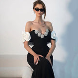 New Design Sense Three-Dimensional Flower Banded Dress Party Dress Fishtail Dress