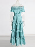 Women's Dress 2025 Spring New Women's Dress Heavy Industry Lotus Leaf Side Shoulder Lace Skirt Dress Dress Dress Dress