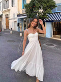 Summer New Fashion Stacked Solid Color Sexy Sling Dress