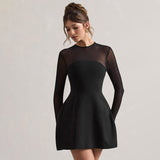Women's Autumn Mesh Splicing Dew Skin Elegant Skirt DJPT