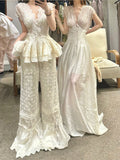 Version Of French Retro Embroidery Embroidered Silk Flax Temperament White Dress Temperament High-End Niche Set