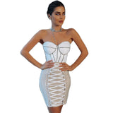 New Sexy Breast-Strowing Diamond Rope Banding Party Temperament Dress Short