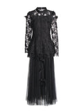 Famous Wind 2025 New Heavy Industry Embroidered Water-Soluble Flower Single Buckle Top + Folded Skirt Dress Suit Woman