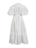 Vintage Elegant Dress 2025 Summer New Single-Rebutted Embroidered Printed Dress With Short Sleeve Dress Woman