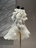 Pure Luster Breeze Through The Mesh Long Sleeve Shoulder High-Level Sense Early Spring New Unique White Ocean Dress