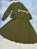Wind Collar Tie With Waist Jacket Jacket + Wine Red Temperament A-Word Skirt Dress Suit Tide