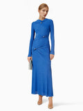 Temperament Famous Wind Style T-Shirt Dress 2025 Spring New Round Collar Kinesge Metal Buckle Folded Knitted Dress Woman