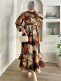 2025 New Fashion Temperament Long-Sleeved Round Collar Loose Design Dress Dress Dress Dress Woman