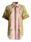 Casual Suit Women 2025 Spring New Printed Short-Sleeved Shirt + High-Waisted Broad Leg Pants Two Sets