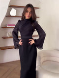 Collar 2025 New Horn Sleeve Tea Break French-Style Bagg Of The Hip Dress