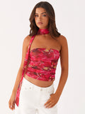 Women's Summer New Color-Collision Printing Sleeveless Body Repair Waistcoat DJPT