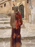 Eastern Muslims Spring 2024 New Chiffon Print Fashion Temperament Dress