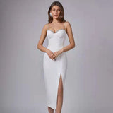 2025 Sexy Diamond-Studded Temperament Sling With Forked And Banded Dress Banquet Dress