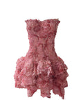 Famous Flower Flower Rose Flower Retro Heavy Industry Waist-Meared Bra Dress 2025 New Lotus Leaf Dress Women's Summer