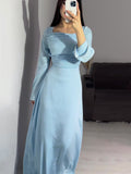 2024 New Hand-Drilled Woven Tape Design Long-Sleeved Fintry Dress