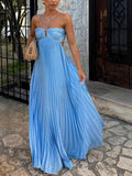 Women's Dress Sweet Sexy Slings With Chest Pressure Folds Big Pendulum Dress Solid Color Woman 8135 HZ0628