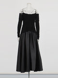 Babes Sling Skirt 2025 Summer New Out-Shoulder Long-Sleeved Pin Shoulder Strap Corset Dress Dress Woman