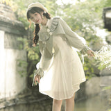 Design Bamboo Chinese Style Retro Daily Hanfu Women's Coat Dress Two-Piece 6632