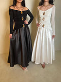French Retro Style Dress 2025 Summer New Hanging Neck One-Word To Receive Waist Long Dress Dress Dress Dress