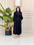 2024 New Elegant Temperament Belt Belt Solid Color Collar Dress