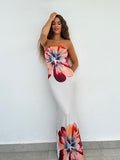 Positioning Print Medium Long Bag Hip Dress Sexy Breast Repair Dress Summer HZ0628