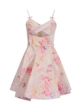 Retro [Singhua Land] Holiday Wind Sling Skirt Print Sexy 2025 Folded Dress New Female New