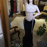 Flower Tector Blouse With Fishtail Half Skirt 2024 New Temperament Birthday Party Set