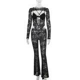 Autumn 2025 New Temperament Sexy Hottie Body Lace Long Sleeves DJPT