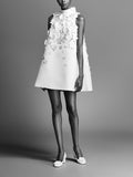 Design Famous Style Dress 2025 Spring New Three-Dimensional Flowers Sleeveless A-Shaped Dress Woman