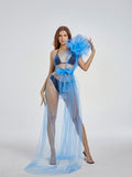 Take A Picture With A Net Yarn Dress Pregnant Women's Shoulderless Sleeve-Free Dress Halloween Styling Maternity