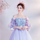 2025 New Dream Purple Horn Sleeve Bride Wedding Toast Annual Performance Evening Dress