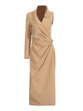 Elegant Commuter Wind Dress 2025 Summer New V Collar Kinesy Three-Dimensional Decorative One-Sleeve Dress Woman