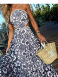Bare Back Sling Skirt Australian Niche 2024 Summer Hollow Bare Waist Flower Embroidery Dress Dress Dress